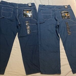 Men's Relaxed Fit Workwear Jeans in Dark and Medium Blue